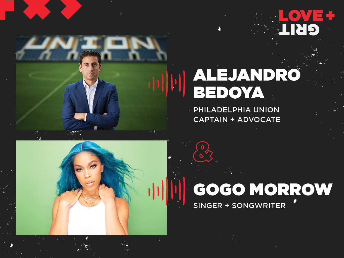 Alejandro Bedoya and Gogo Morrow from Season 4 Episode 18 of the Love + Grit podcast
