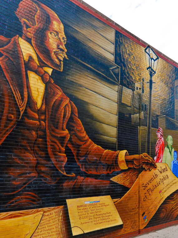 Mapping Courage mural of W. E. B. Du Bois by Willis "Nomo" Humphrey