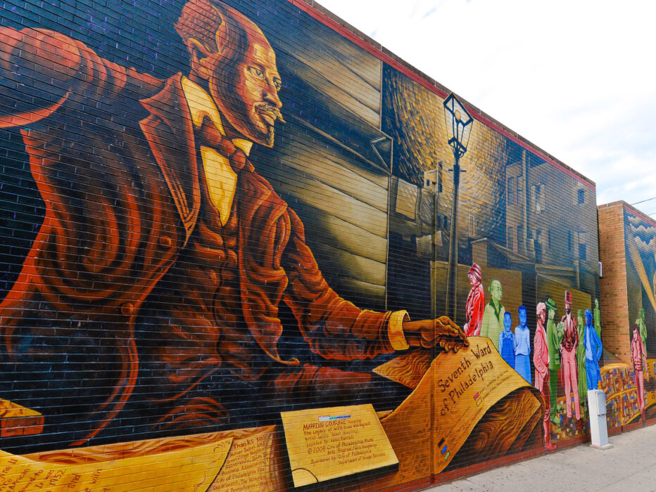 Mapping Courage mural of W. E. B. Du Bois by Willis "Nomo" Humphrey