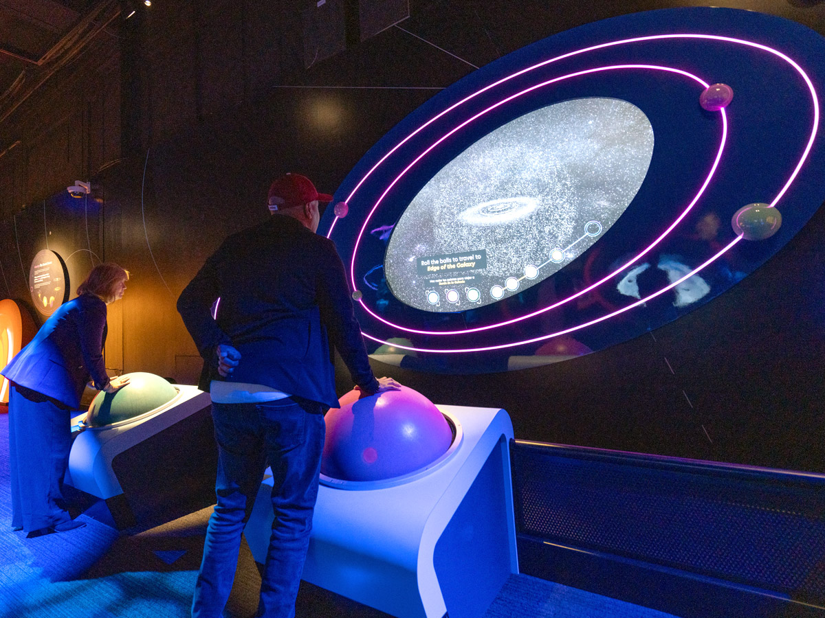 People interacting with an installation at Wondrous Space at The Franklin Institute