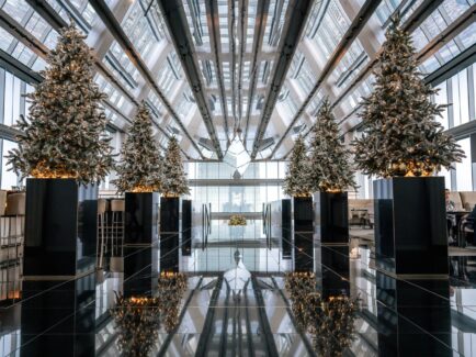 Jean-Georges on the 59th floor of the Four Seasons Hotel Philadelphia decorated for the holidays