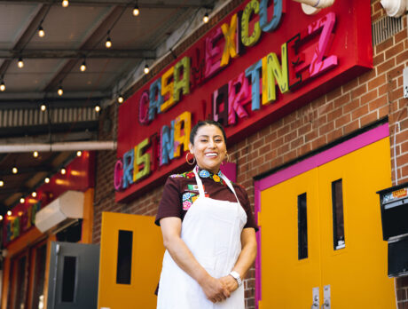 Chef Cristina Martinez standing in front of Casa Mexico in South Philadelphia
