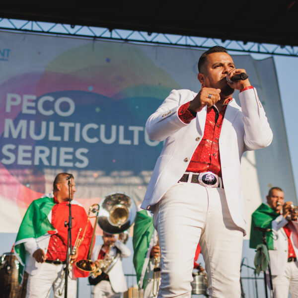 Band performing on stage at Penn's Landing during the Mexican Independence Day Festival