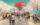 A rendering of the Philadelphia Flower Show Entrance Garden for 2025. Blooming Okami cherry blossoms line a walkway with florals hanging from above.