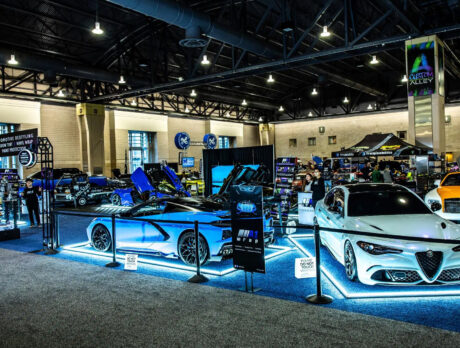 Glowing cars on display at the Philadelphia Auto Show's Custom Alley