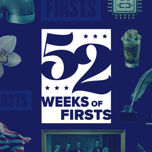 The words 52 Weeks of Firsts appear amid a selection of cut-out images