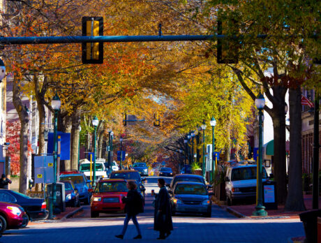 People cross the street in downtown West Chester