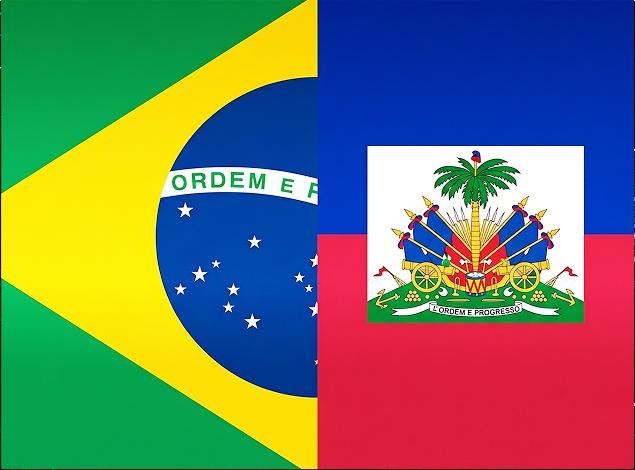 Side by side flags of Brazil and Haiti