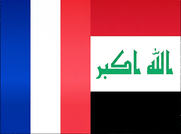 Side by side flags of France and Iraq